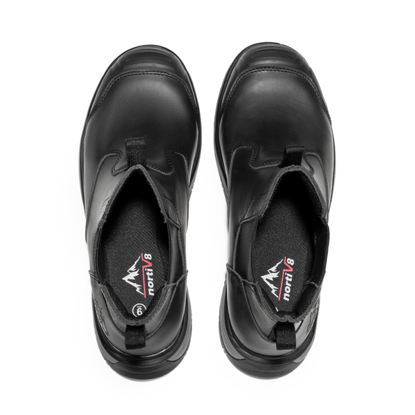 Men's Leather Slip-On Chelsea Work Boots - BLACK - 7